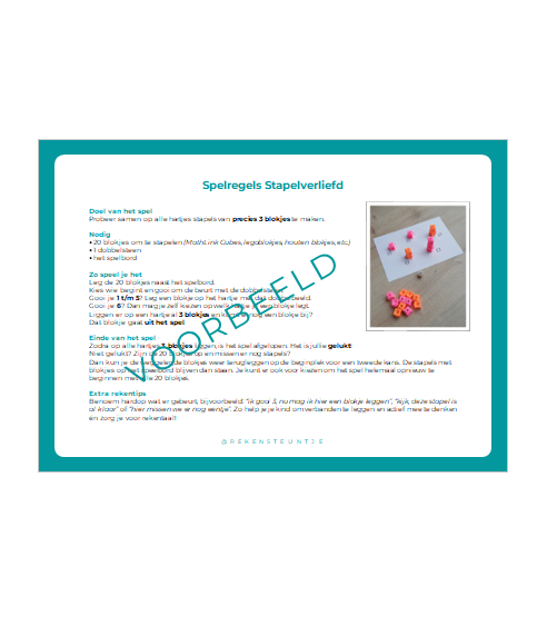 voorbeeld spelregels stapelverliefd Stapelverliefd - coöperatief bordspel voor beginnend getalbegrip (3–4 jaar)