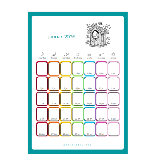 maandkalenders 2026 ma-zo januari Maandkalenders 2026 ma-zo