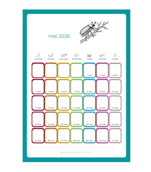 maandkalenders 2026 ma-zo mei Maandkalenders 2026 ma-zo