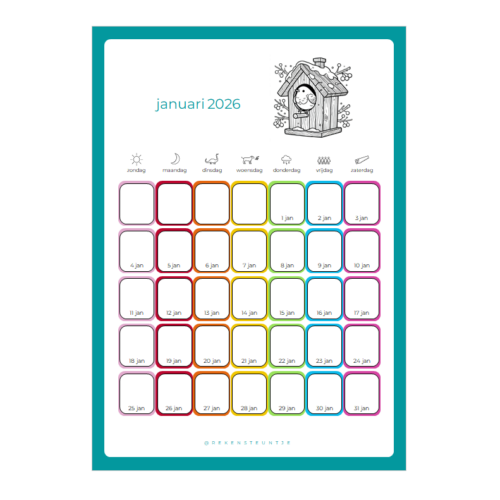 Maandkalenders 2026 zo-za