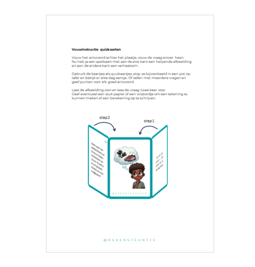 verhaalsommenkaarten vouwinstructie m4 Quizkaarten verhaalsommen (midden groep 4)