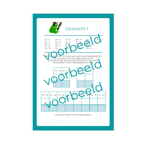 rekenhulp 5 sommen tot 100 oefenen lege getallenlijn werkblad speurspel speurtocht