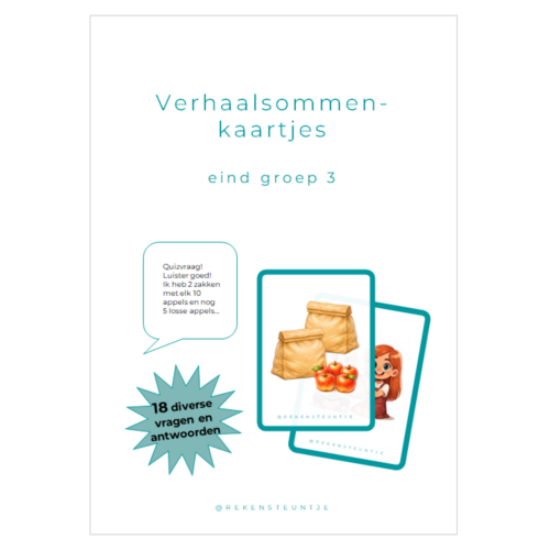 verhaalsommenkaartjes e3 quizkaarten met verhaalsommen redactiesommen groep 3
