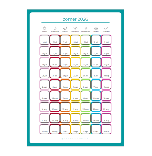 zomerkalender 2026 zo-za laat Zomerkalender 2026